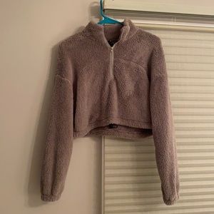 Grey Cropped Quarter Zip